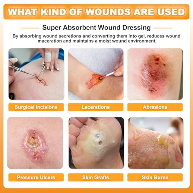 Alt view image 6 of 6 - 4" x 4" Super Absorbent Wound Dressing, 40 Pack, Non-Adhesive Pads Breathable Absorbent Bandages, Soft Highly Absorbent Dressing, Non Stick Gauze Pads for Heavy Exudate Wound Care