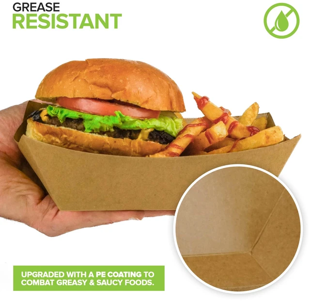 Alt view image 5 of 7 - [500 Pack Extra Large Disposable Brown Kraft Paper Food Trays, 3-Lb Concession Tray, Serving Boats for Party Snacks, Taco Bar, Seafood, Nachos Plates