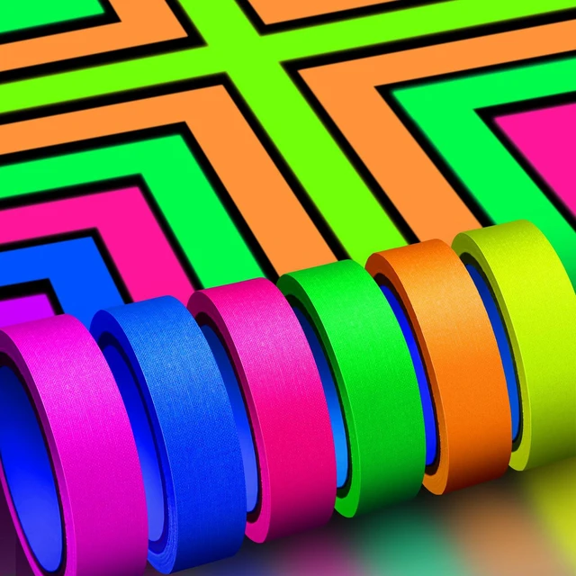 Main image of 6 Colors Neon Gaffer Cloth Tape Fluorescent Rainbow Color UV Blacklight Tape Neon Duct ReflectiveTape for UV Party Theatres Staged Dark Areas(1 inch x 34.8 feet)