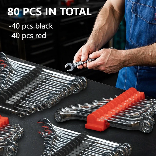Alt view image 3 of 6 - 80 pcs Modular Wrench Organizers for Tool Drawers - Wrench Rack with Metric & SAE Labels, Perfect Tool Storage Holder. Gift for father, brother and boyfriend (Without magnet)