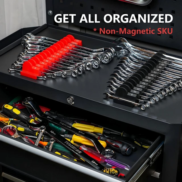 Alt view image 2 of 6 - 80 pcs Modular Wrench Organizers for Tool Drawers - Wrench Rack with Metric & SAE Labels, Perfect Tool Storage Holder. Gift for father, brother and boyfriend (Without magnet)