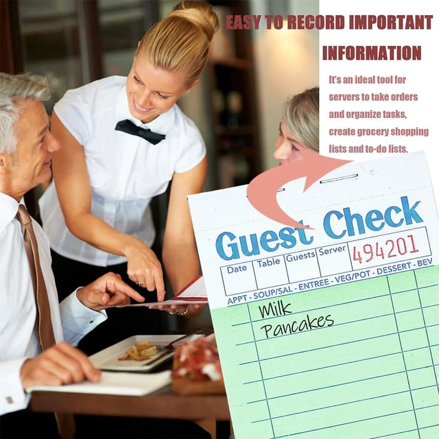 Alt view image 5 of 6 - Budgenix 48 Pack Guest Checks Server Note Pads, 2400 Order Pads Green Guest Check Pads with Bottom Receipt, For Servers, Waitress, Cafes, Restaurant Business