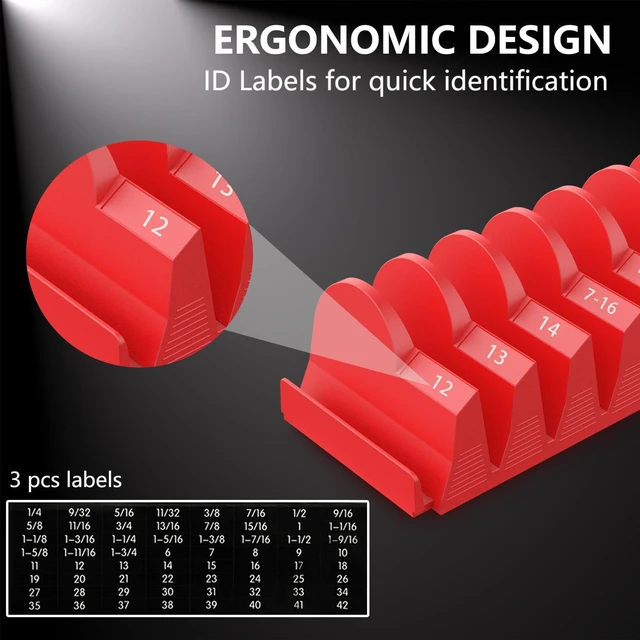 Alt view image 6 of 6 - 80 pcs Modular Wrench Organizers for Tool Drawers - Wrench Rack with Metric & SAE Labels, Perfect Tool Storage Holder. Gift for father, brother and boyfriend (Without magnet)