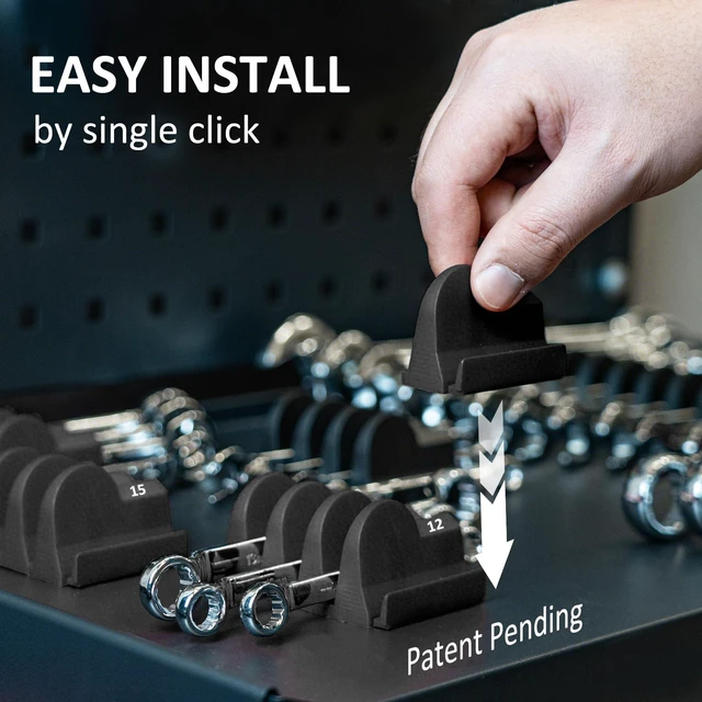 Alt view image 3 of 6 - 80 pcs Modular Wrench Organizers for Tool Drawers - Wrench Rack with Metric & SAE Labels, Perfect Tool Storage Holder. Gift for father, brother and boyfriend (No Magnet, Black)