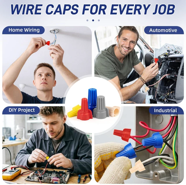 Alt view image 3 of 7 - 250 Pcs Grey Wire Connectors Nuts, Winged UL Listed Wire Caps 18-8 AWG, Twist-On Nuts Screw Wires Cap Large, for Home Electric Wiring, DIY Repairs & Commercial Use, Assortment Available