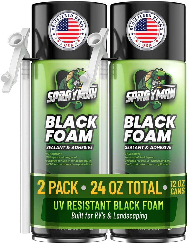 Main image of Black Waterfall Foam Sealant - (2x12oz) Expanding Polyurethane Pond Foam Sealer, UV Resistant, Water Proof Spray for Landscape & Exterior, Straw Use, 2 Pack