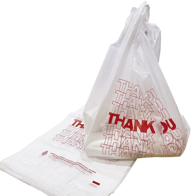 Alt view image 4 of 7 - Shopping Thank Reusable and Disposable Grocery Bags Measures 11.5" X 6.25" X 21", 15mic, 0.6 Mil (600 Count)