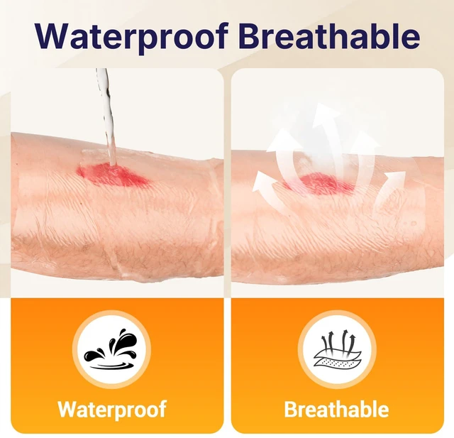 Alt view image 2 of 5 - Transparent Film Dressing with Pad, 2.3" x 2.75", 50 Pack, Waterproof Patch Waterproof Clear Adhesive Bandage for Skin Protection, Post-Surgical Shower and Tattoo Aftercare