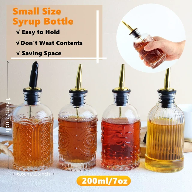 Alt view image 4 of 7 - Syrup Dispenser Bottles Set, 4 Pack 7 OZ Bottles With Metal Pour Spout and Labels for Syrups, SC055 (4 Pack)