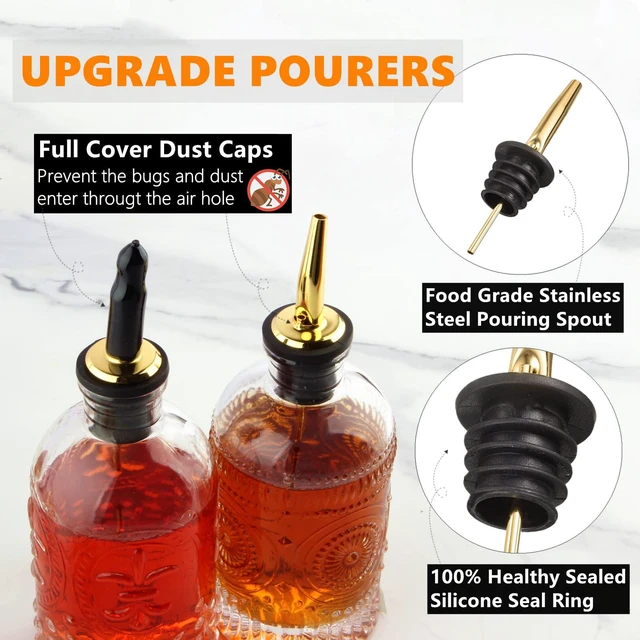 Alt view image 5 of 7 - Syrup Dispenser Bottles Set, 4 Pack 7 OZ Bottles With Metal Pour Spout and Labels for Syrups, SC055 (4 Pack)