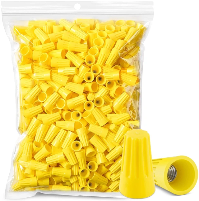 Main image of 600 Pcs Yellow Wire Connectors Nuts, Electrical Wire Caps Insulated 18-12 AWG, Twist-On Nuts Screw Wires Cap Small, for Home Electric Wiring, DIY Repairs & Commercial Use, Assortment Available