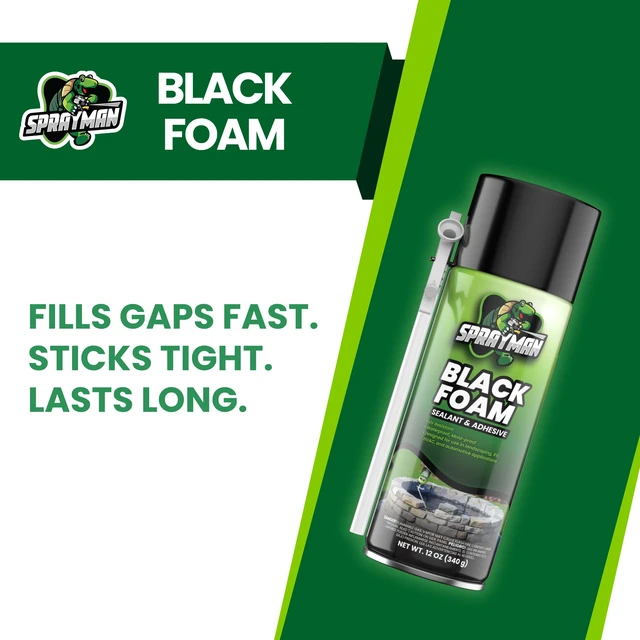Alt view image 5 of 5 - Black Waterfall Foam Sealant - (2x12oz) Expanding Polyurethane Pond Foam Sealer, UV Resistant, Water Proof Spray for Landscape & Exterior, Straw Use, 2 Pack