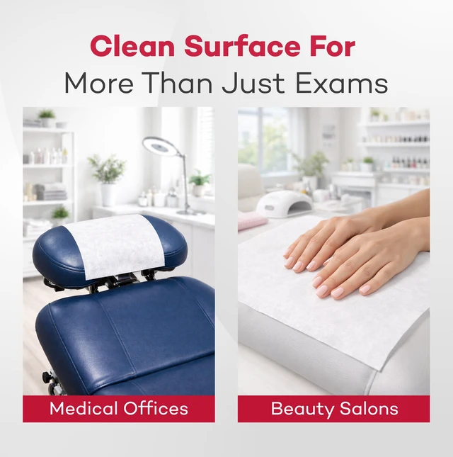 Alt view image 2 of 7 - Headrest Paper Cover - 8.5 in x 125 ft, Crepe, White, 12 Rolls Crepe Finish, Tear Resistant, Headrest Covering, Small Table Coverage, Salon, Chiropractic And Massage Use