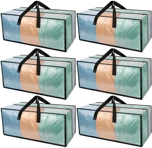 Main image of Heavy Duty Clear Moving Bags with Strong Zipper & Comfortable Handles 6 Pack Extra Large Storage Bags Totes Moving Boxes Packing Supplies for College Dorm Room Essentials Compatible with IKEA