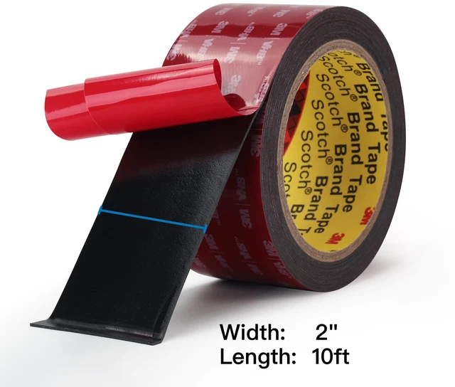 Alt view image 2 of 7 - Black Double Sided Foamided Foam Tape, 2 in x 10 ft Waterproof Adhesive Waterproof Foam Tape for Automotive Trim, Home Decor, Metal, Glass, And Plastic. Strong Hold for Indoor and Outdoor Use