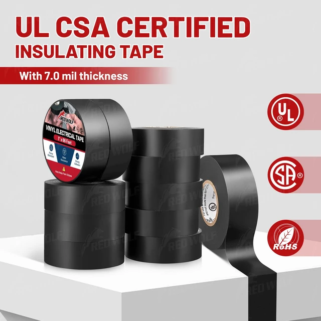 Alt view image 2 of 7 - 1" x 66Ft Vinyl Electrical Tape 5 Roll, UL CSA Listed PVC Electric Tape 7 Mil Thick Flame Retardant Strong Rubber Based Adhesive Tape Rated 600V for Electrical Automotive Application
