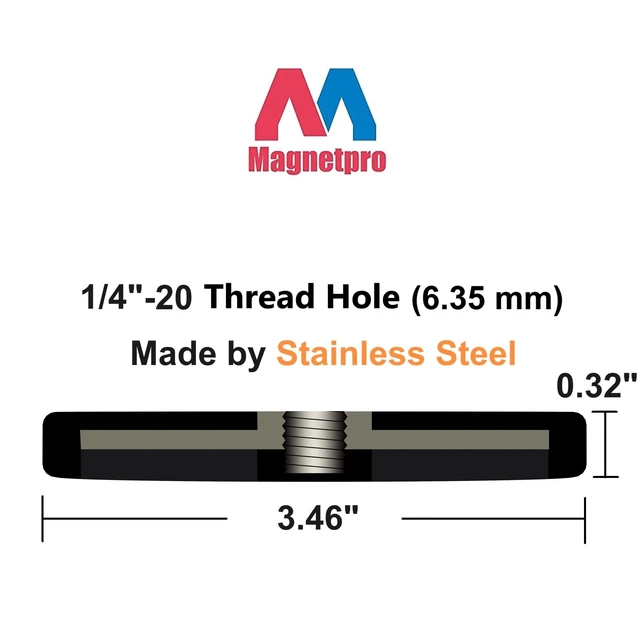 Alt view image 2 of 6 - 2 Pieces Strong Rubber Coated Mounting Magnets 120 LB Anti-Scratch & Anti Corrosion, Over 120 LB Adhesive Power, 1/4"-20 Stainless Steel Thread Hole with Bolts, For PTZ, Camera