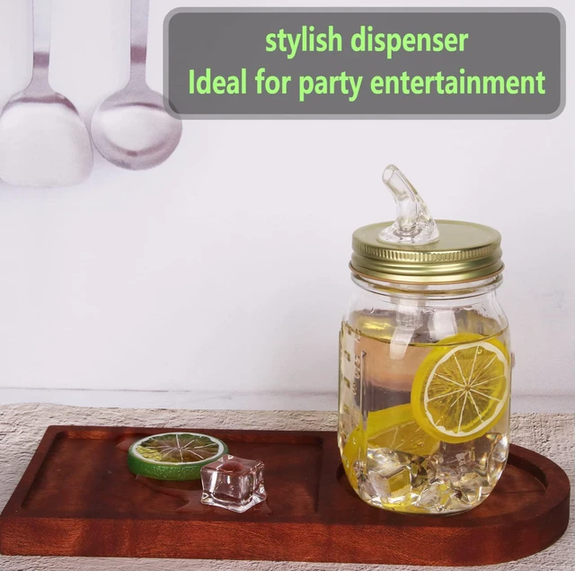 Alt view image 6 of 7 - Mason Jar Pour Spouts. free flow Mason Jar Pour Spouts, mason jar for spout regular mouth size 70mm dispenser germination cover. Suitable for any liquid. LeakProof 10Pack + 20 Black Lid Caps (10