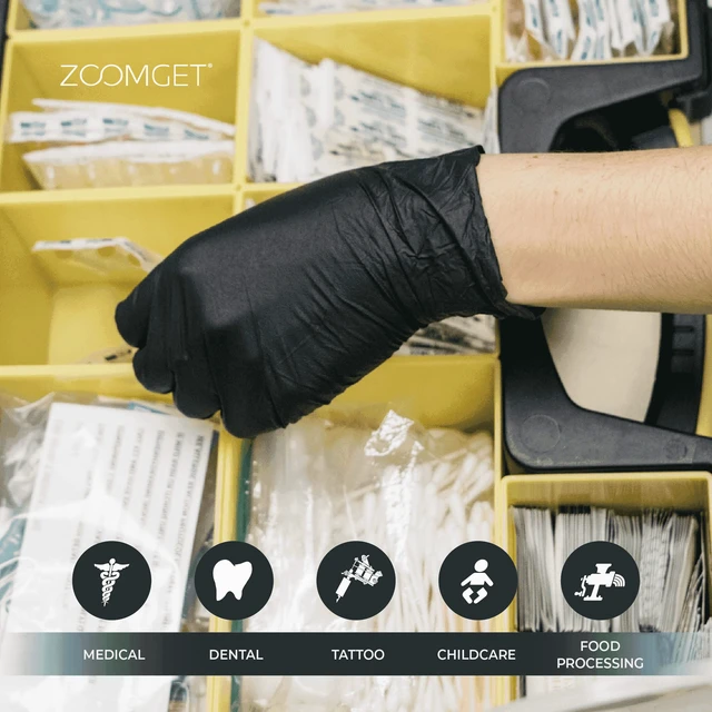 Alt view image 5 of 7 - Black 3 mil Nitrile Disposable Gloves Latex Free Non Sterile Medical | Exam Grade Gloves for Veterinary and Dental, Ideal for Use as Tattoo gloves for Tattooing, Bulk Purchasing Options Available