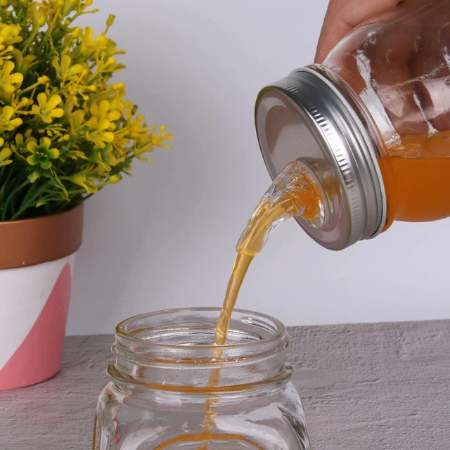 Alt view image 4 of 7 - Mason Jar Pour Spouts. free flow Mason Jar Pour Spouts, mason jar for spout regular mouth size 70mm dispenser germination cover. Suitable for any liquid. Leak-Proof 10-Pack + 20 Black Lid Caps (10