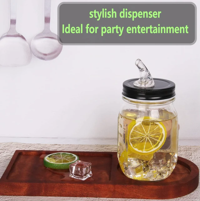 Alt view image 7 of 7 - Mason Jar Pour Spouts. free flow Mason Jar Pour Spouts, mason jar for spout regular mouth size 70mm dispenser germination cover. Suitable for any liquid. LeakProof 10Pack + 20 Black Lid Caps (10
