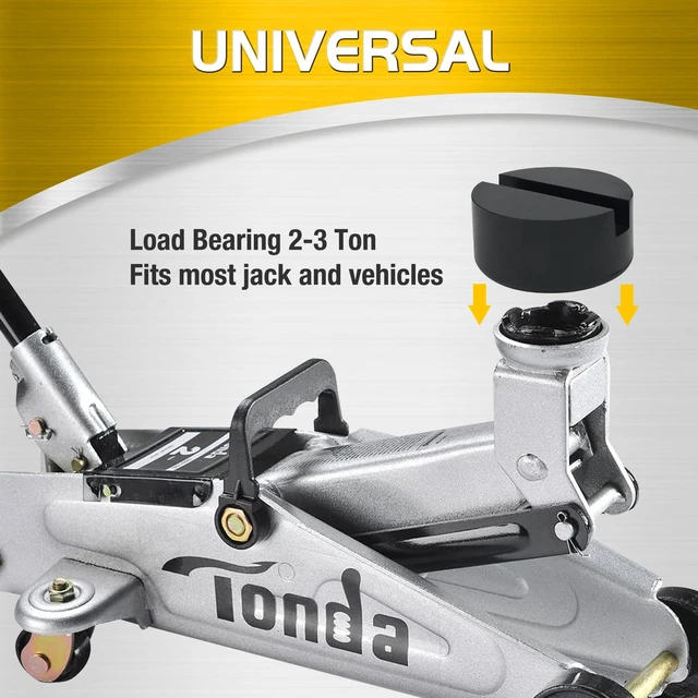 Alt view image 5 of 7 - Floor Jack Pads, Height-Adding Pinch Weld Adapter, Rubber, 2-Pack EXTRA LIFTING HEIGHT: Adds height to compatible floor jacks and helps align pinch weld lifting points