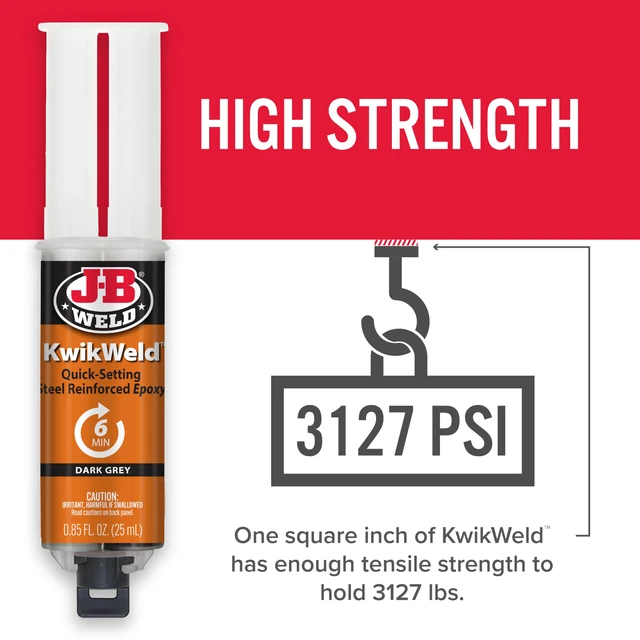 Alt view image 4 of 7 - 6 Minute Set Epoxy KwikWeld, High Strength, Waterproof, 2 Pack, Dark Grey, 50176-2