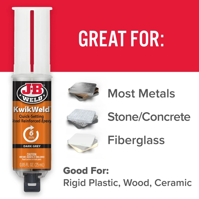 Alt view image 5 of 7 - 6 Minute Set Epoxy KwikWeld, High Strength, Waterproof, 2 Pack, Dark Grey, 50176-2