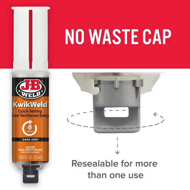 Alt view image 7 of 7 - 6 Minute Set Epoxy KwikWeld, High Strength, Waterproof, 2 Pack, Dark Grey, 50176-2