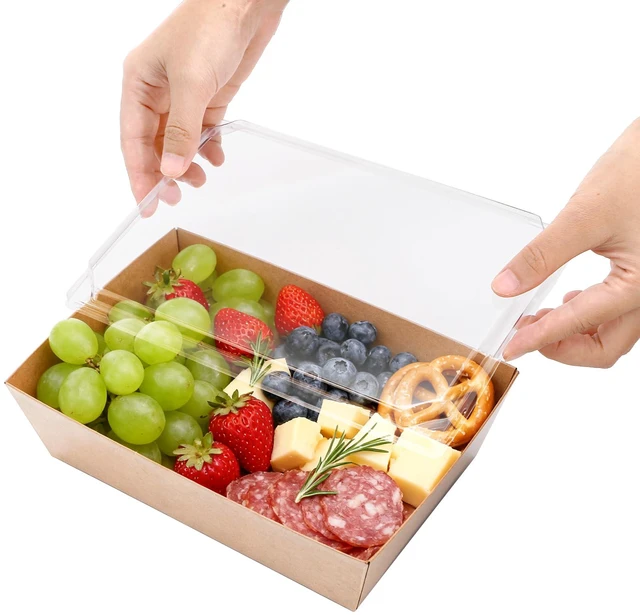 Alt view image 4 of 7 - 50 Pack Charcuterie Boxes with Clear Lids, 8.4"×5.7"×2.8" Paper Bakery Dessert Sandwich Box, Disposable Large Food Containers for Cookies, Donuts, Muffins, Salad, and Pastry, Brown