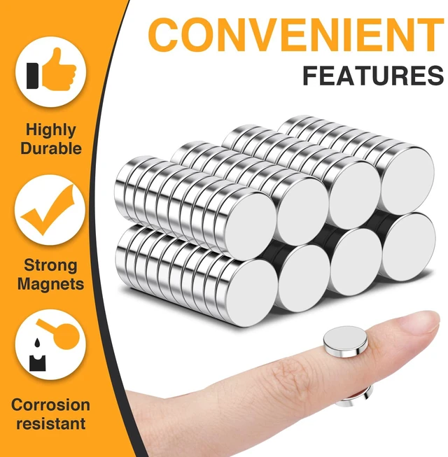 Alt view image 3 of 7 - 80Pcs Small Strong Neodymium Disc Magnets, 12x3mm Rare Earth Fridge Magnets for 3D Printing, Crafts, Office, DIY, Whiteboard, Scientific Models, School