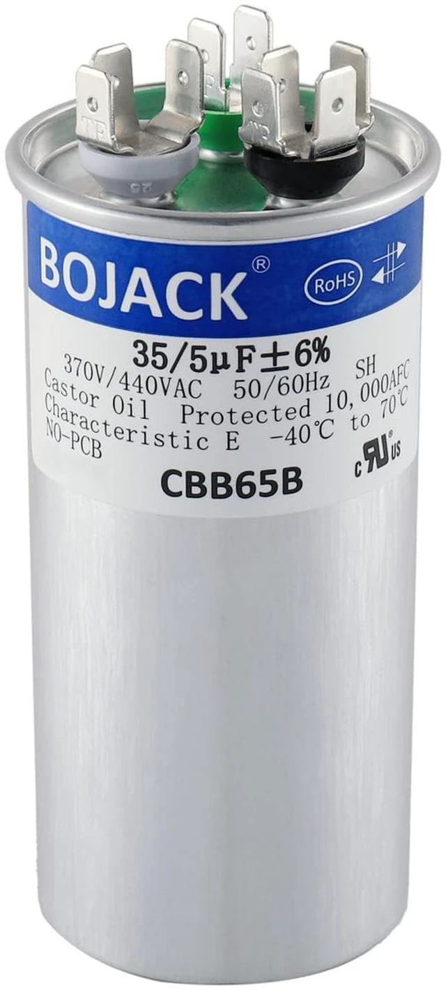 Main image of 35+5uF 35 5 MFD ±6% 370V/440V CBB65 Dual Run Circular Start Capacitor for AC Motor Run or Fan Start or Condenser Straight