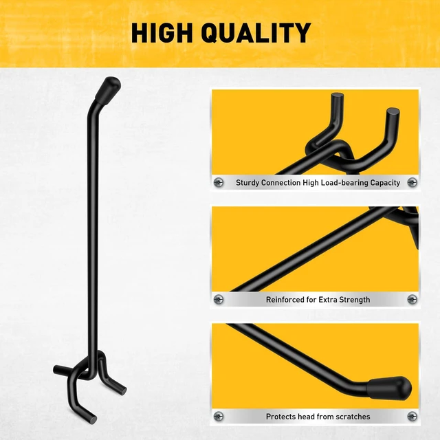Alt view image 5 of 7 - 60-Piece 6 Inch Extra Thick Pegboard Hooks, Heavy Duty Peg Board Organizer Accessories, Peg Board Tool Hangers Fit for 1/4" Pegboard Hanging Tools Garage, Workshop, and Craft Storage