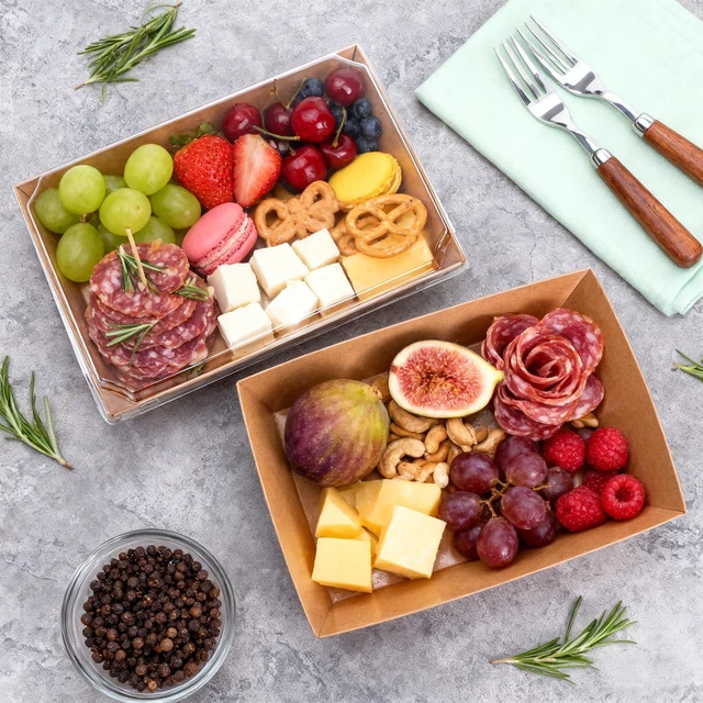 Alt view image 6 of 7 - 50 Pack Charcuterie Boxes with Clear Lids, 8.4"×5.7"×2.8" Paper Bakery Dessert Sandwich Box, Disposable Large Food Containers for Cookies, Donuts, Muffins, Salad, and Pastry, Brown