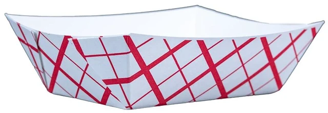 Main image of 0425 #300 Southland Paperboard Food Tray, 3 lb Capacity, Red Check (Case of 500)
