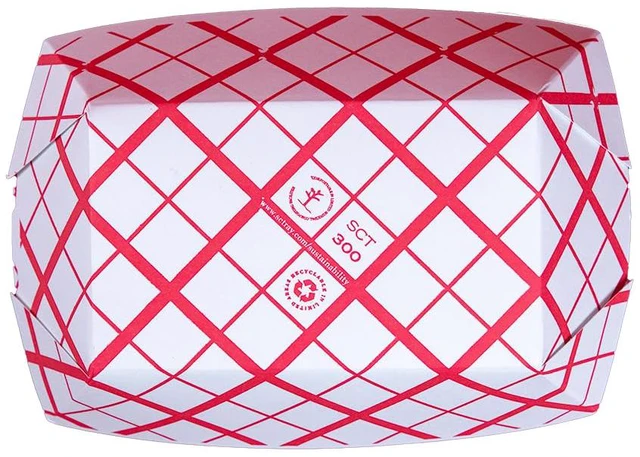 Alt view image 2 of 7 - 0425 #300 Southland Paperboard Food Tray, 3 lb Capacity, Red Check (Case of 500)