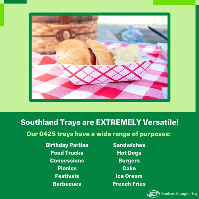 Alt view image 4 of 7 - 0425 #300 Southland Paperboard Food Tray, 3 lb Capacity, Red Check (Case of 500)