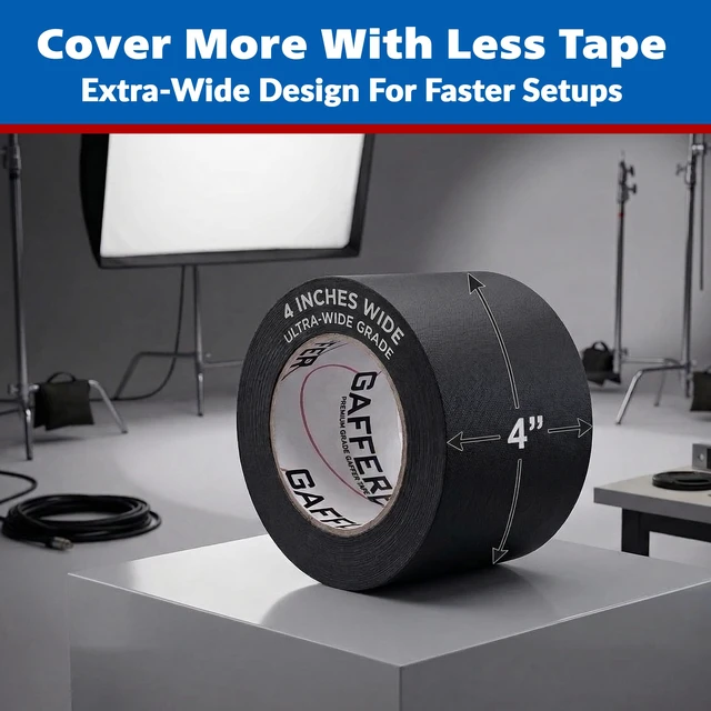 Alt view image 2 of 7 - Black Tape 4 Inch x 30 Yards, Heavy Duty, Made in USA