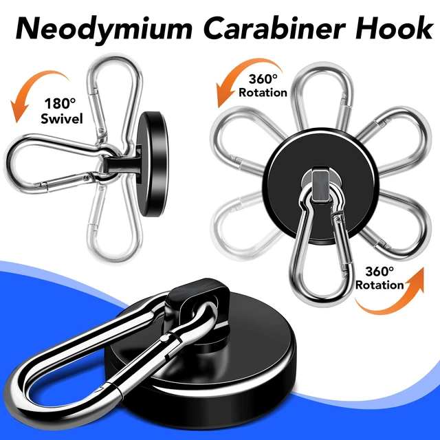 Alt view image 5 of 7 - Magnetic Hooks 110LBS Strong Magnets Cruise 12Pack Magnet with Hook Heavy Duty Kitchen Essentials Neodymium Extra Carabiner Super Locker Ship For Hanging Cabin Swivel Imanes Fuertes Black