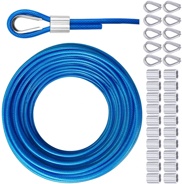 Main image of Vinyl Coated Galvanized Steel Wire Rope 3/16" PVC Covered Steel Cable 50ft/100ft/150ft/200ft, Ideal String Light Hanging Cable