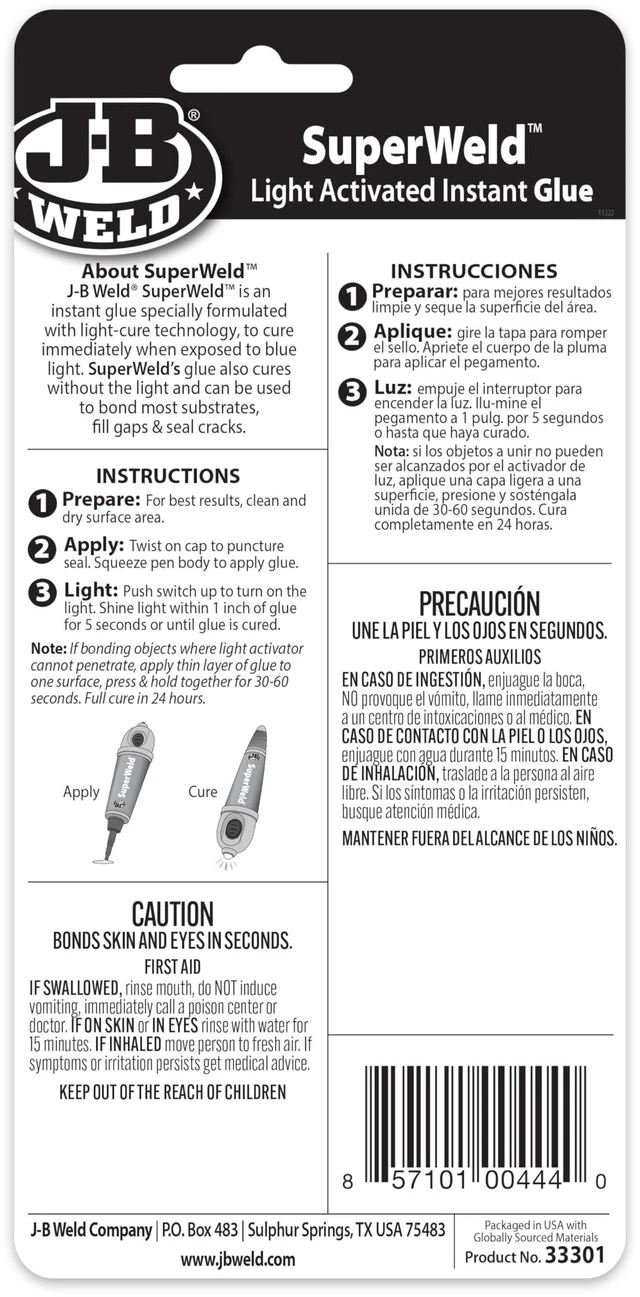 Alt view image 2 of 7 - Light-Activated Superglue, Clear, 5g, 2-Pack