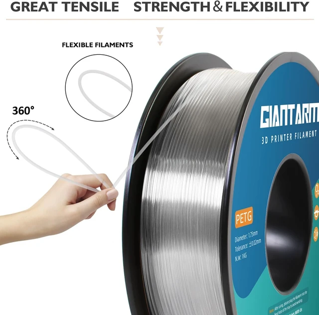 Alt view image 3 of 5 - PETG Filament 1.75mm 1kg (2.2lb), 2-Pack Clear PETG Filament for 3D Printer, ±0.02mm Accuracy, Strong Toughness, Neatly Wound & Moistureproof, Non-Clogging&Non-Stringing, Clear