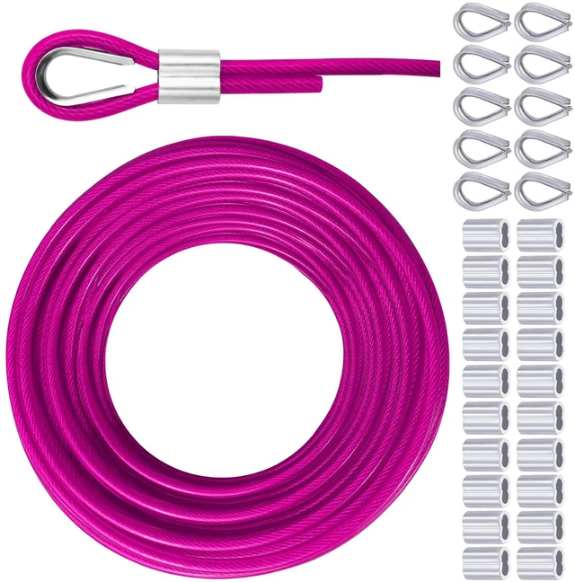 Main image of Vinyl Coated Galvanized Steel Wire Rope 3/16" PVC Covered Steel Cable 50ft/100ft/150ft/200ft, Ideal String Light Hanging Cable
