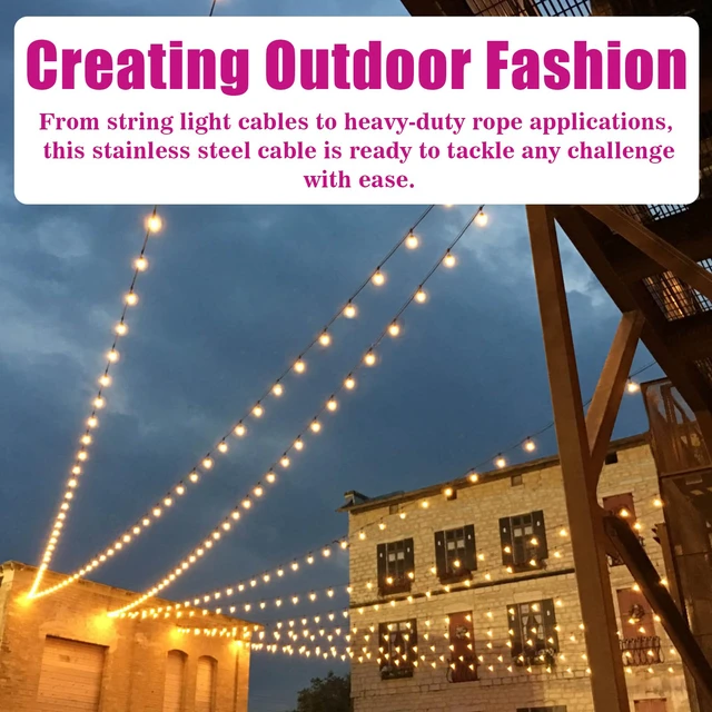 Alt view image 7 of 7 - Vinyl Coated Galvanized Steel Wire Rope 3/16" PVC Covered Steel Cable 50ft/100ft/150ft/200ft, Ideal String Light Hanging Cable