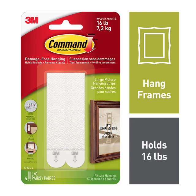 Alt view image 2 of 6 - Large Picture-Hanging Strips, White, 16-Strips