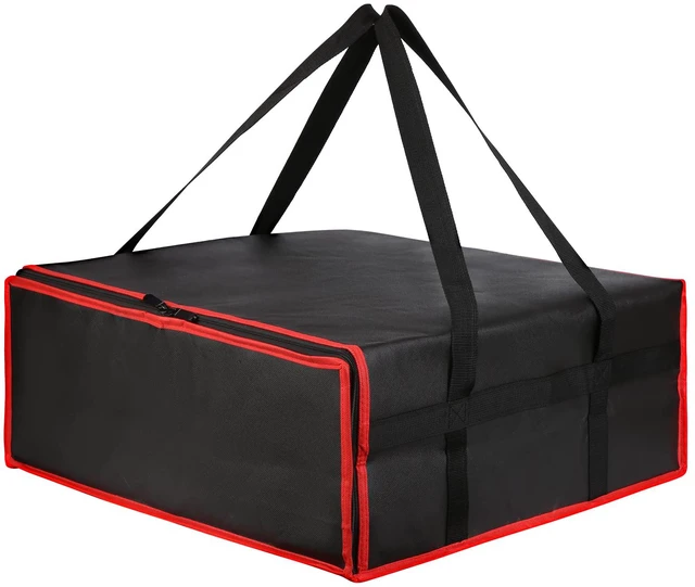 Alt view image 3 of 5 - Large Insulated Shopping Bag Thermal Bag Foldable Cooler Bag for Warm Delivery with Cold Cooling Function, Black-red, 20W x 20D x 8H, Modern