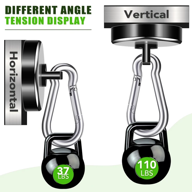 Alt view image 4 of 6 - Carabiner Magnetic Hooks, 110LBS Strong Magnets, Black, 12 Pack Magnetic Hooks Heavy Duty with Swivel Carabiner Hook, Great for Hanging for Cruise, Garage, Kitchen, Refrigerator, Locker