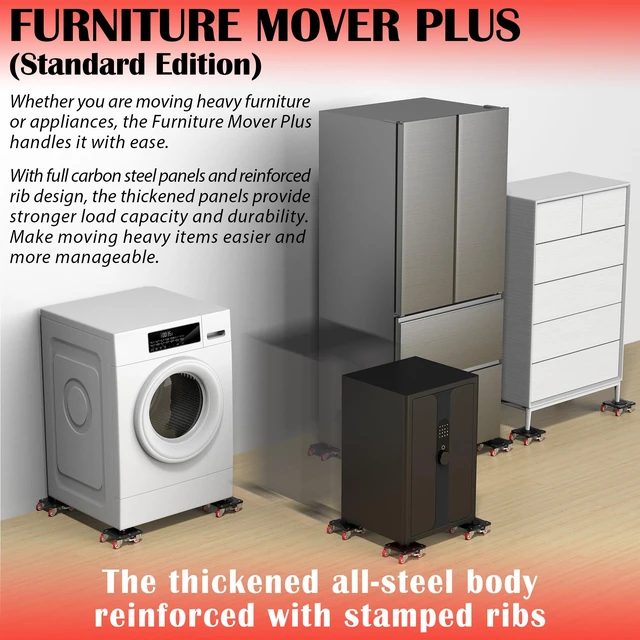 Alt view image 6 of 6 - Heavy Duty Furniture Movers with 5-Wheel Dollies Furniture Dolly Set with Lifter & Base, 360° Swivel Casters, Non-Slip Pads, Up to 2000 lbs Load Capacity