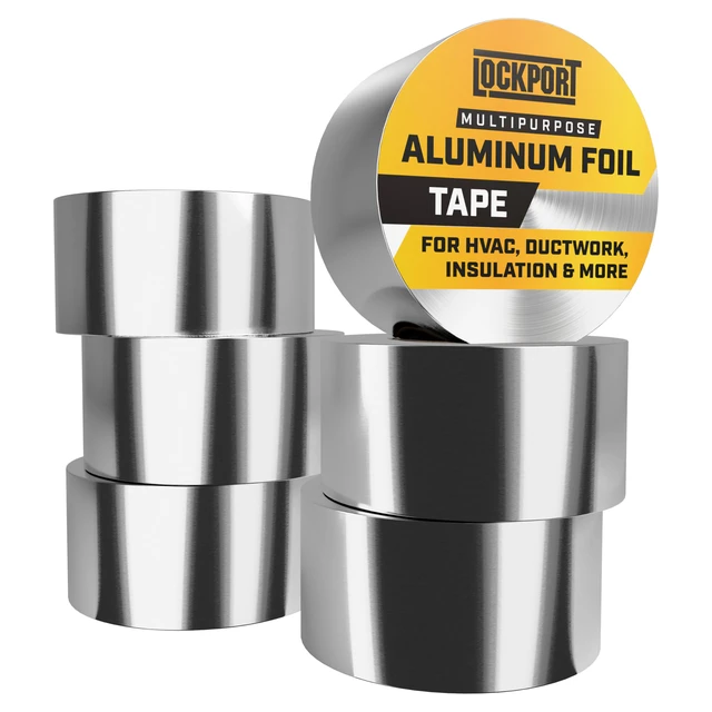 Main image of Aluminum Foil Tape 2 in x 450 Ft - 6 Pack HVAC Duct Tape | Heat Resistant & Waterproof Professional Grade Aluminum HVAC Tape for Sealing/Dryer Vent/Heat Insulation/Ductwork Repairs