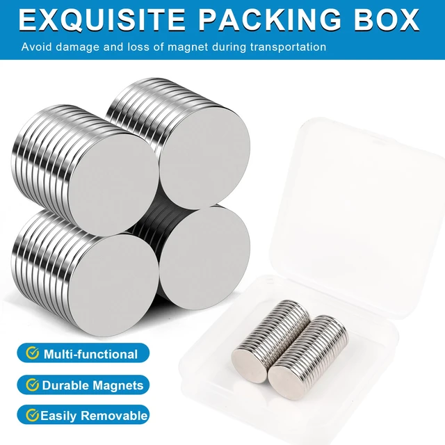 Alt view image 3 of 7 - Small Magnets, 40 Pack Refrigerator Magnets 18x2mm Rare Earth Magnets Neodymium Magnets for Crafts, Whiteboard, Kitchen Cabinet, 3D Printing
